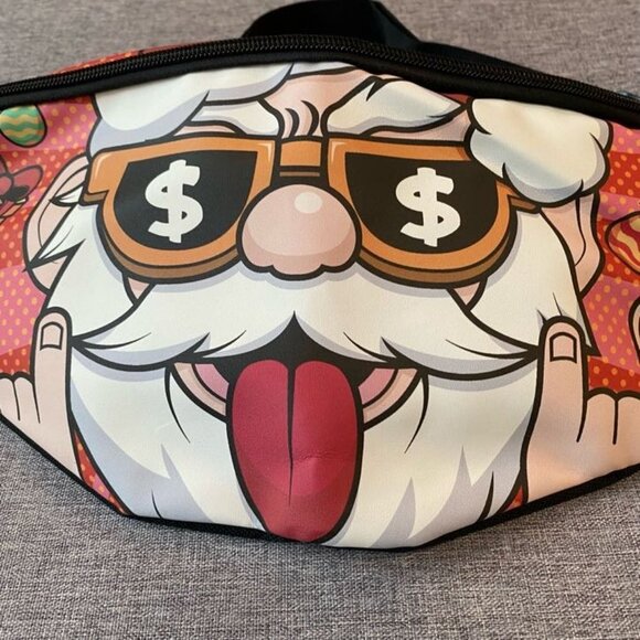 Santa Printed Waist Pack, Waterproof Adjustable Fanny Pack Unisex - Picture 4 of 6